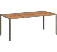 vidaXL Table de jardin 190x90x75 cm Poly rotin et bois d'acacia Gris