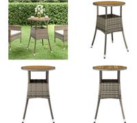 vidaXL Table de jardin Ø60x75 cm Acacia et Poly Rattan Gris - Table de jardin - Tables de jardin - Table à manger d'extérieur