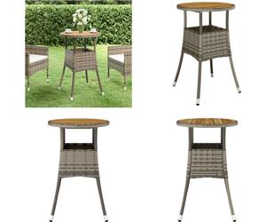 vidaXL Table de jardin Ø60x75 cm Acacia et Poly Rattan Gris - Table de jardin - Tables de jardin - Table à manger d'extérieur