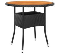 vidaXL Table de jardin Ø80x75 cm Résine tressée et bois d'acacia Noir 310608