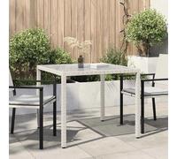 vidaXL Table de jardin 90x90x75 cm Verre trempé Poly rotin blanc