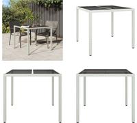 vidaXL Table de jardin 90x90x75 cm Verre trempé Poly rotin Blanc - Table de jardin - Tables - Tables