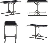 vidaXL Table de jardin Anthracite 110×53×72 cm Verre et poly rotin - Table de jardin - Table d'extérieur - Tables d'extérieur