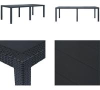 vidaXL Table de jardin Anthracite 220 x 90 x 72 cm plastique aspect rotin - Table de jardin - Tables de jardin - Table d'extérieur - Outdoor Tische