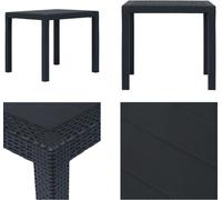 vidaXL Table de jardin Anthracite 79 x 79 x 72 cm plastique aspect rotin - Table de jardin - Tables de jardin - Table d'extérieur - Outdoor Tische