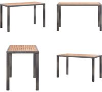 vidaXL Table de jardin anthracite et marron 123x60x74 cm Bois massif d'acacia - Table de jardin - Tables de jardin - Table d'extérieur - Tables d'extérieur