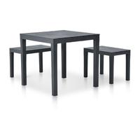 vidaXL Table de jardin avec 2 bancs Plastique Anthracite