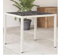 vidaXL Table de jardin avec plateau en verre blanc 90x90x75 cm Poly rotin
