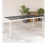 vidaXL Table de jardin avec plateau en verre blanc 190x90x75 cm Poly rotin