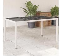 vidaXL Table de jardin avec plateau en verre blanc 150x90x75 cm Poly rotin