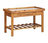 vidaXL Table de Jardin avec Dessus en Zinc Bois Solide d'acacia
