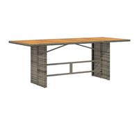 vidaXL Table de jardin avec plateau en acacia gris 190x80x75cm Poly rotin