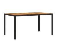 vidaXL Table de jardin avec plateau en acacia noir Poly rotin