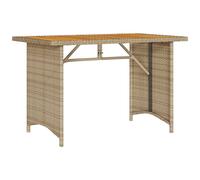 vidaXL Table de jardin avec plateau en bois beige 110x68x70 cm Poly rotin