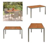 vidaXL Table de jardin avec plateau en bois Gris 150x90x75 cm Poly Rotin - Table de jardin avec plateau en bois - Meubles de jardin - Table à manger