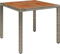 vidaXL Table de jardin avec plateau en bois gris 90x90x75 cm Poly rotin