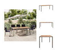 vidaXL Table de jardin avec plateau en bois Gris Poly rotin & bois massif Acacia - Tables de jardin