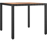 vidaXL Table de jardin avec plateau en bois noir Poly rotin & bois d'acacia
