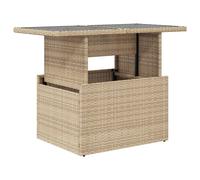 vidaXL Table de jardin avec plateau en verre Beige 100x55x73 cm Poly rotin
