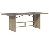 vidaXL Table de jardin avec plateau en verre Beige 190x80x74 cm Poly rotin