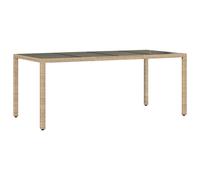 vidaXL Table de jardin avec plateau en verre Poly rotin Beige 190x90x75 cm