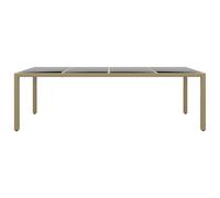 vidaXL Table de jardin avec plateau en verre Beige Poly Rattan
