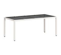 vidaXL Table de jardin avec plateau en verre blanc 190x90x75 cm Poly rotin