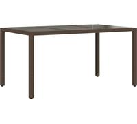 vidaXL Table de jardin avec plateau en verre brun 150x90x75 cm Poly rotin