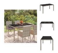 vidaXL Table de jardin avec plateau en verre Gris 150x90x75 cm Poly Rotin - Tables de jardin