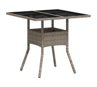 vidaXL Table de jardin avec plateau en verre gris clair 80x80x75 cm Poly rotin
