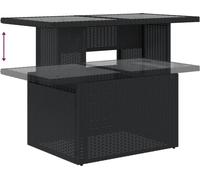 vidaXL Table de jardin avec plateau en verre noir 100x55x73 cm Poly rotin
