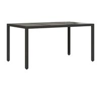 vidaXL Table de jardin avec plateau en verre noir 150x90x75 cm Poly rotin