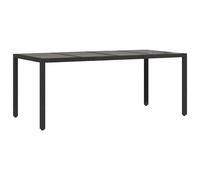 vidaXL Table de jardin avec plateau en verre noir 190x90x75 cm Poly rotin