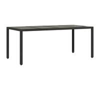vidaXL Table de jardin 190x90x75 cm avec plateau en verre noir Poly rotin