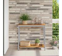 vidaXL Table de jardin avec stockage Naturel et gris 80 x 35 x 75 cm