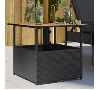 vidaXL Table de jardin avec trou pour parasol – Résine tressée (poly rotin) noir 55x55x46,5 cm