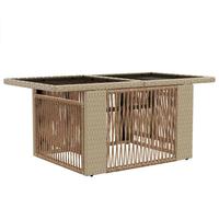 vidaXL Table de jardin beige 100 x 55 x 37 cm en rotin PE et verre