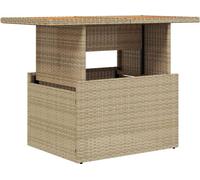 vidaXL Table de jardin 100x55x73 cm - Beige, poly rotin et bois d'acacia