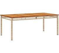vidaXL Table de jardin 180×90×75 cm beige en poly rotin et acacia