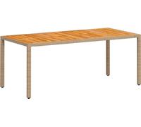 vidaXL Table de jardin beige 190x90x75 cm Poly rotin acacia