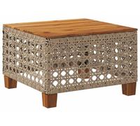 vidaXL Table de jardin beige 55x55x36 cm résine tressée et bois Acacia