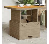 vidaXL Table de jardin - Beige 80x80x71 cm - Résine tressée