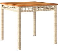 vidaXL Table de jardin beige 80x80x75 cm Poly rotin acacia
