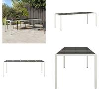 vidaXL Table de jardin blanc 250x100x75 cm Poly rotin et verre trempé - Table de jardin - Tables de jardin - Table extérieure - Table de terrasse
