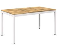 vidaXL Table de jardin blanche, 141 x 80,5 x 75 cm, en bois d'acacia massif