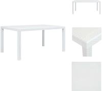 vidaXL Table de jardin blanche 150 x 90 x 72 cm Plastique aspect rotin - Tables de jardin