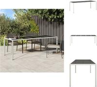 vidaXL Table de jardin blanche 250x100x75 cm Poly rotin et verre trempé - Tables de jardin