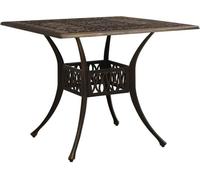 vidaXL Table de jardin Bronzes 90 x 90 x 73 cm en fonte d'aluminium