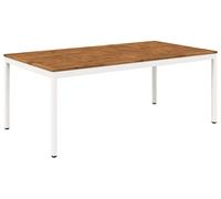 vidaXL Table de jardin, couleur naturelle et blanche, dimensions : 196 x 100,5 x 75 cm