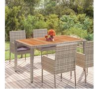 vidaXL Table de jardin avec plateau en bois Gris 150x90x75 cm Poly rotin